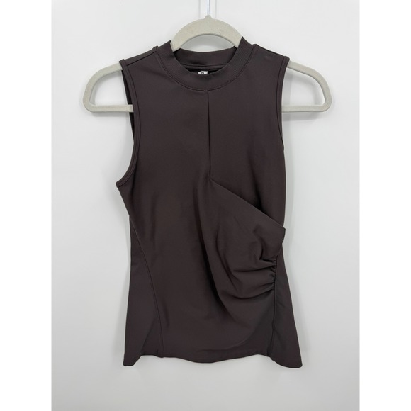 Athleta Tops - Athleta Bayview Tank Top XS Brown Ribbed Ruched Mock Neck Powervita Sleeveless
